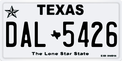 TX license plate DAL5426