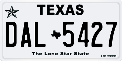 TX license plate DAL5427