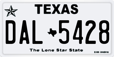 TX license plate DAL5428
