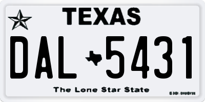 TX license plate DAL5431