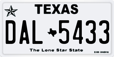 TX license plate DAL5433