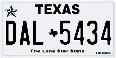 TX license plate DAL5434
