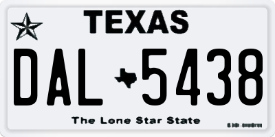TX license plate DAL5438