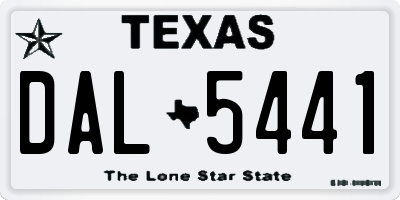 TX license plate DAL5441