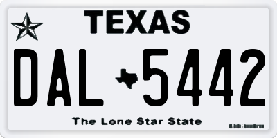 TX license plate DAL5442