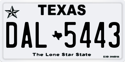 TX license plate DAL5443