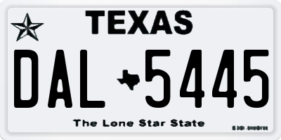 TX license plate DAL5445