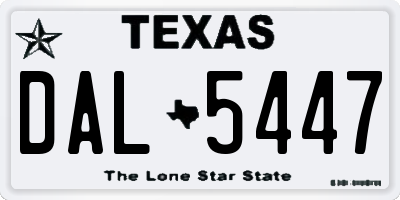 TX license plate DAL5447
