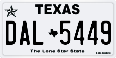 TX license plate DAL5449