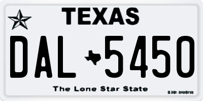 TX license plate DAL5450