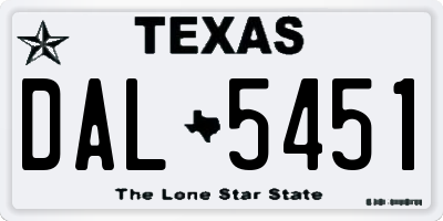 TX license plate DAL5451