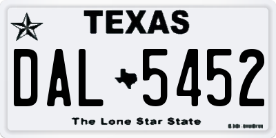 TX license plate DAL5452