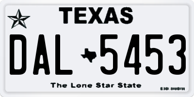TX license plate DAL5453