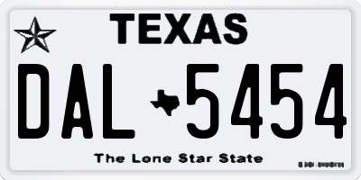 TX license plate DAL5454