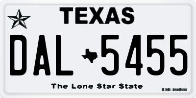 TX license plate DAL5455