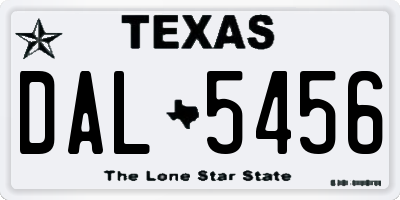 TX license plate DAL5456