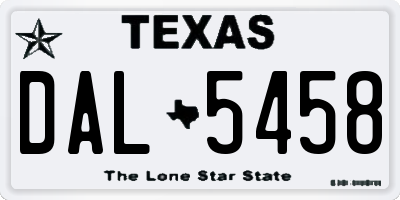 TX license plate DAL5458