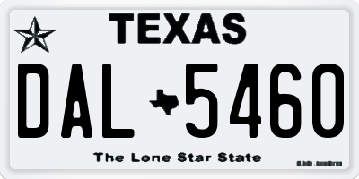 TX license plate DAL5460
