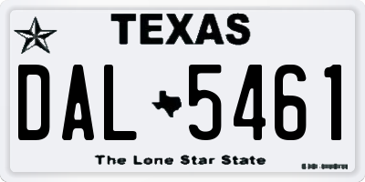 TX license plate DAL5461