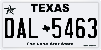 TX license plate DAL5463
