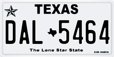 TX license plate DAL5464