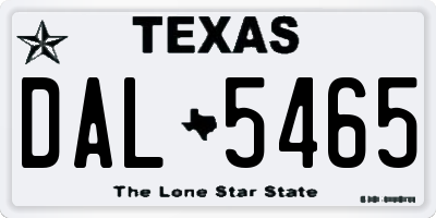 TX license plate DAL5465