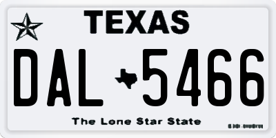 TX license plate DAL5466