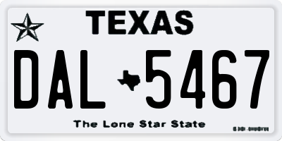 TX license plate DAL5467