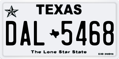 TX license plate DAL5468