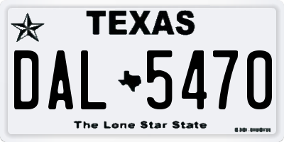 TX license plate DAL5470
