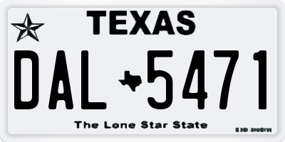 TX license plate DAL5471