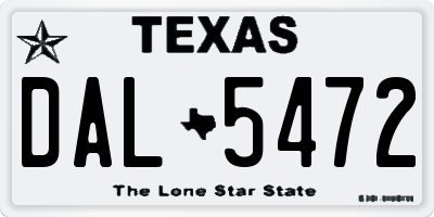 TX license plate DAL5472