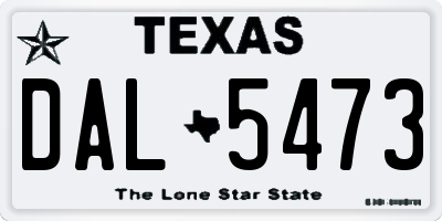 TX license plate DAL5473