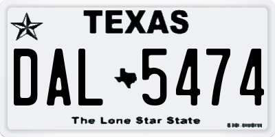 TX license plate DAL5474