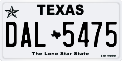 TX license plate DAL5475