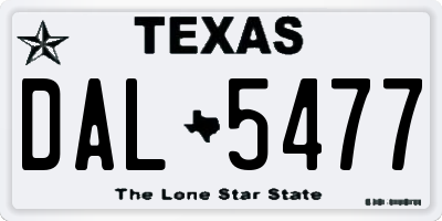 TX license plate DAL5477