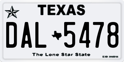 TX license plate DAL5478