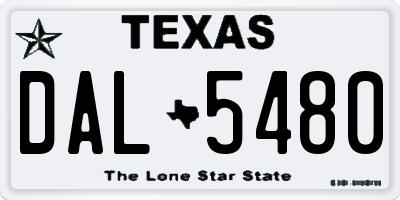 TX license plate DAL5480