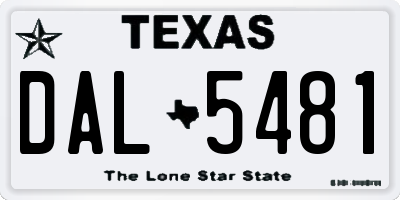 TX license plate DAL5481
