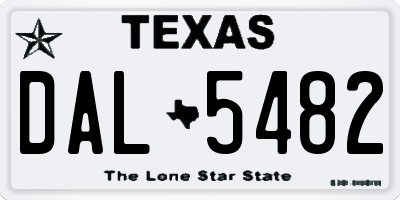 TX license plate DAL5482
