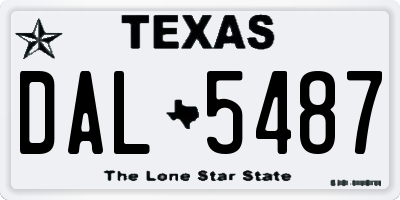 TX license plate DAL5487