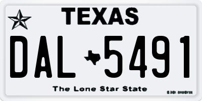 TX license plate DAL5491