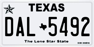 TX license plate DAL5492