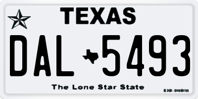 TX license plate DAL5493