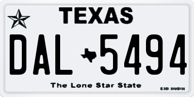 TX license plate DAL5494