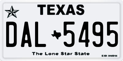TX license plate DAL5495
