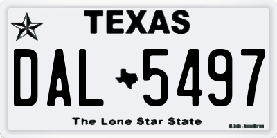 TX license plate DAL5497