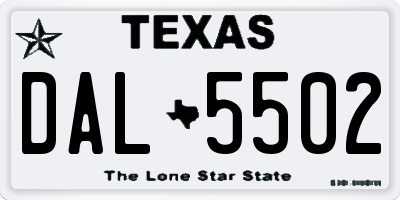 TX license plate DAL5502