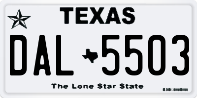 TX license plate DAL5503