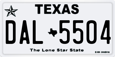 TX license plate DAL5504
